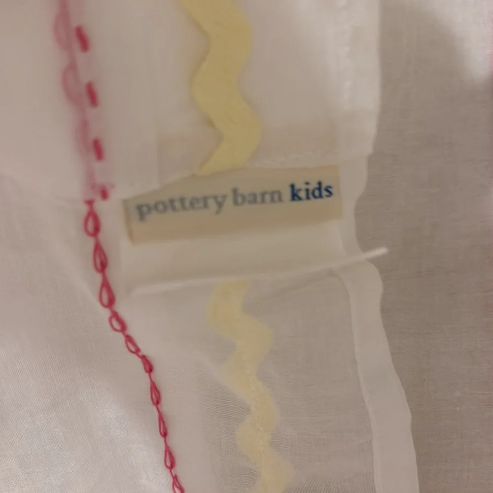 2 Pottery Barn Kids Roc Rac Sheer drapes panels  2( 44” x 96” )